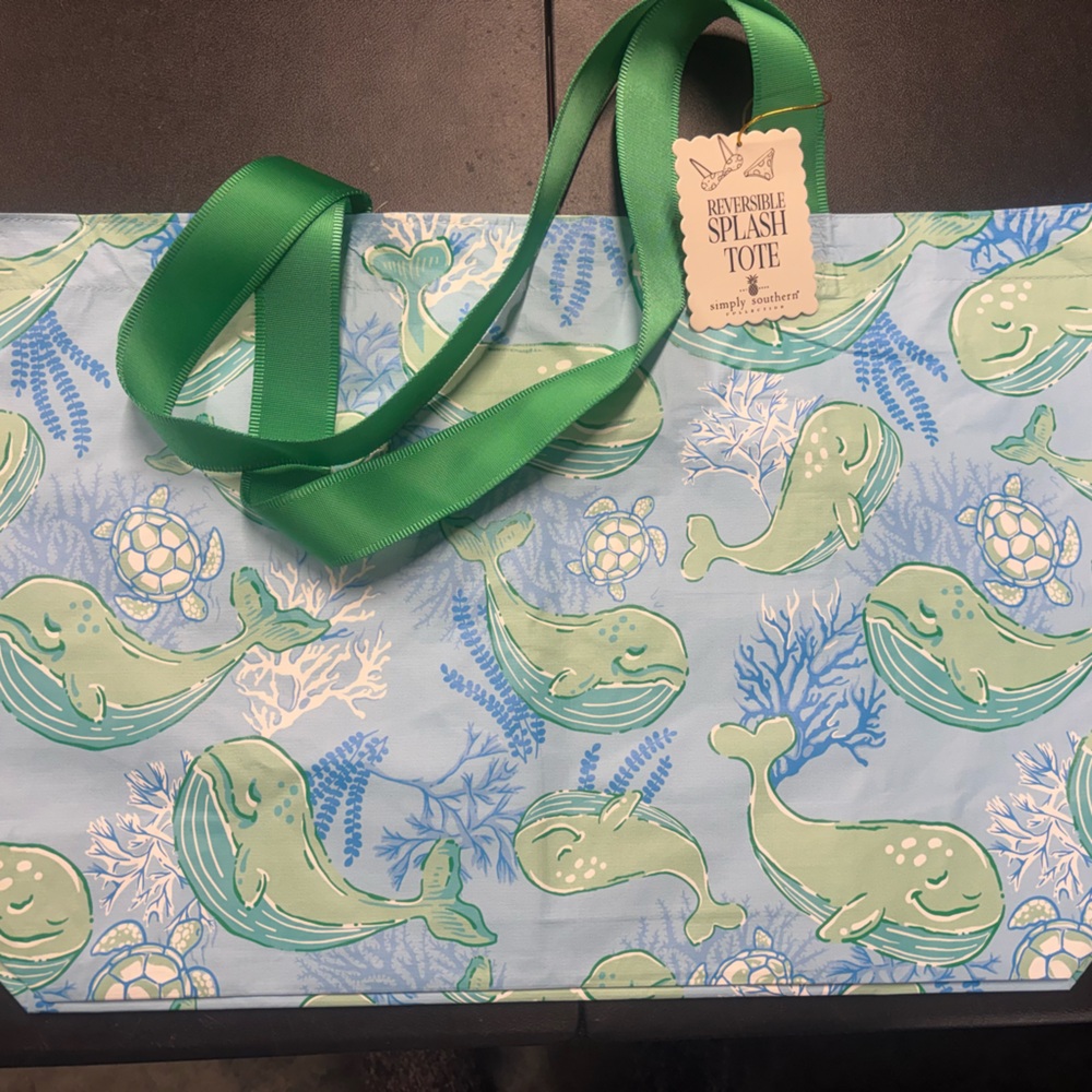 Simply Southern Blue and Green Whale Tote